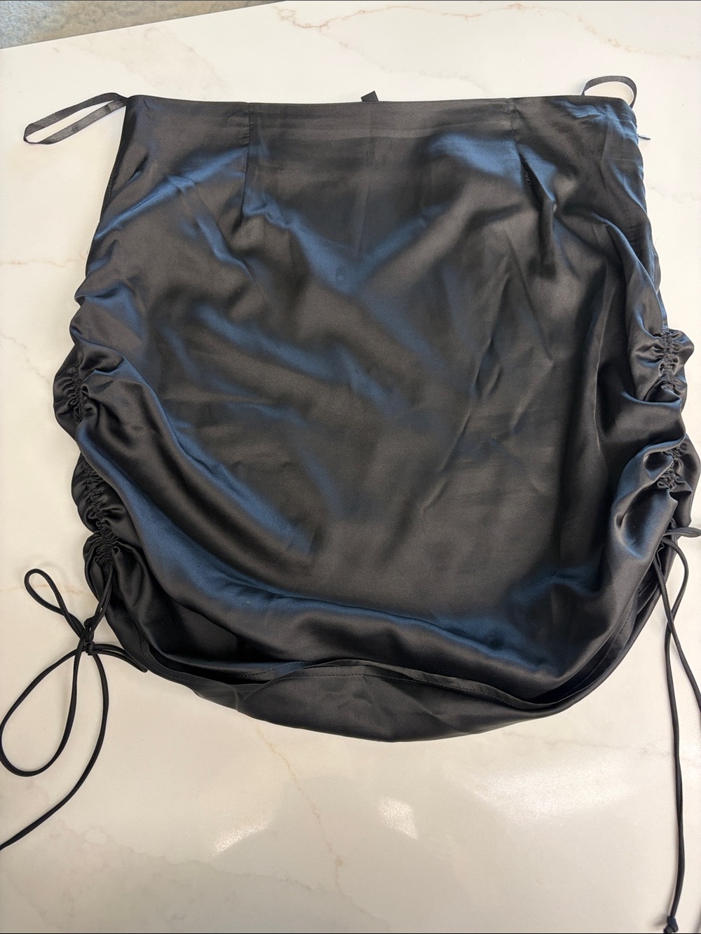 Cotton Candy LA Black mini satin draw string skirt